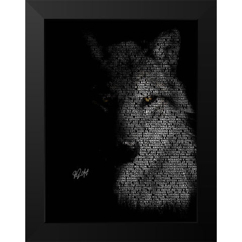 Wolf Black Modern Wood Framed Art Print by Oladapo, Ojenike
