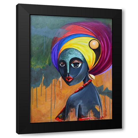 Queen 2 (Gele Series) Black Modern Wood Framed Art Print with Double Matting by Debas, Adetoro