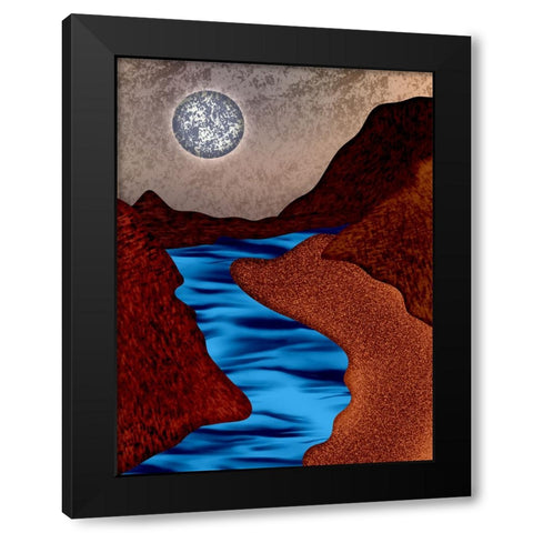 Full Moon Black Modern Wood Framed Art Print by Joseph, Abdona