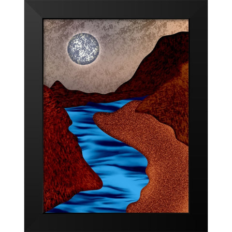 Full Moon Black Modern Wood Framed Art Print by Joseph, Abdona