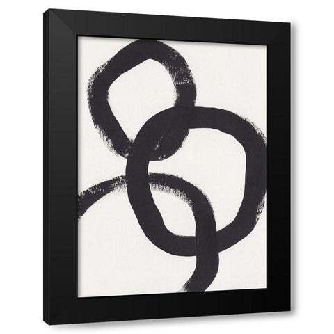 Acrylic Circles Black Modern Wood Framed Art Print with Double Matting by Galitsyna, Alisa