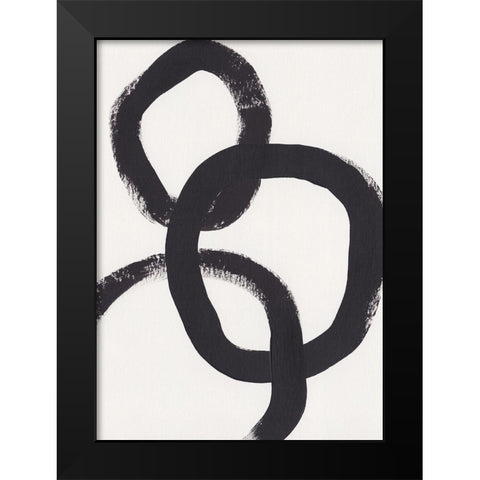 Acrylic Circles Black Modern Wood Framed Art Print by Galitsyna, Alisa