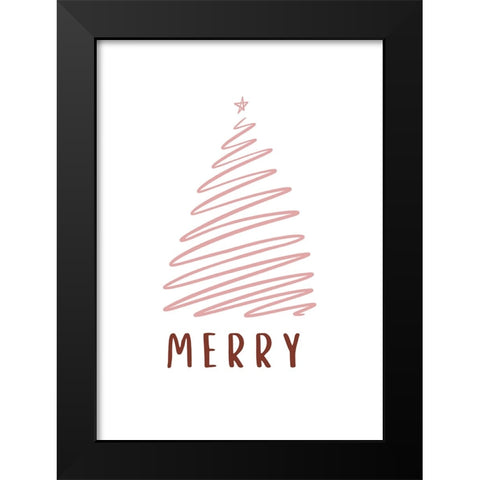 Christmas Tree Merry Black Modern Wood Framed Art Print by N., Kristina