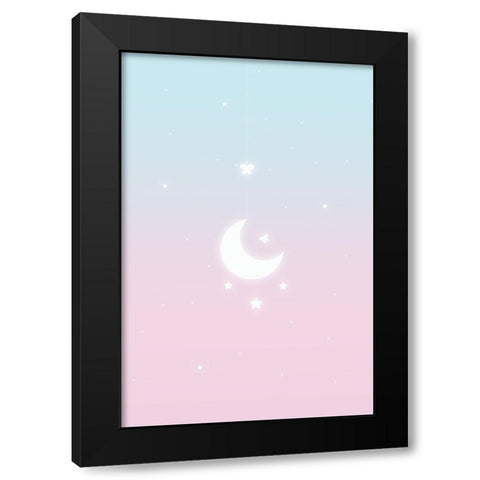 Pink Moon Black Modern Wood Framed Art Print by Thai, Xuan