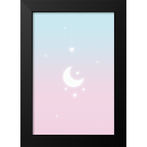 Pink Moon Black Modern Wood Framed Art Print by Thai, Xuan