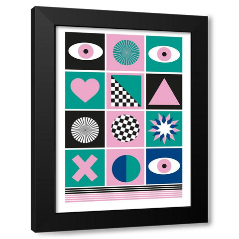Geometric III Black Modern Wood Framed Art Print with Double Matting by Ortiz, Sergio