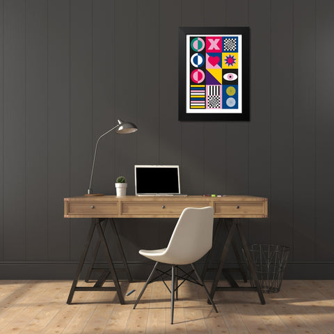 Geometric Black Modern Wood Framed Art Print by Ortiz, Sergio