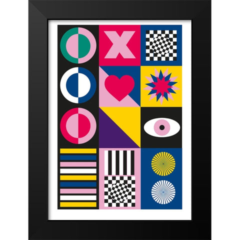 Geometric Black Modern Wood Framed Art Print by Ortiz, Sergio