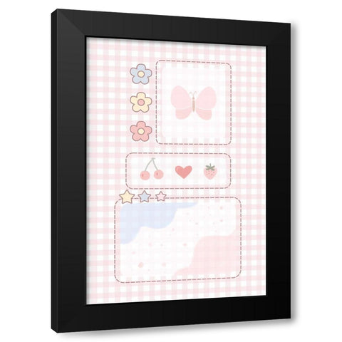 Pink Aesthetic Black Modern Wood Framed Art Print by Thai, Xuan