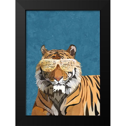 Hip Hop Tiger Black Modern Wood Framed Art Print by Manovski, Sarah