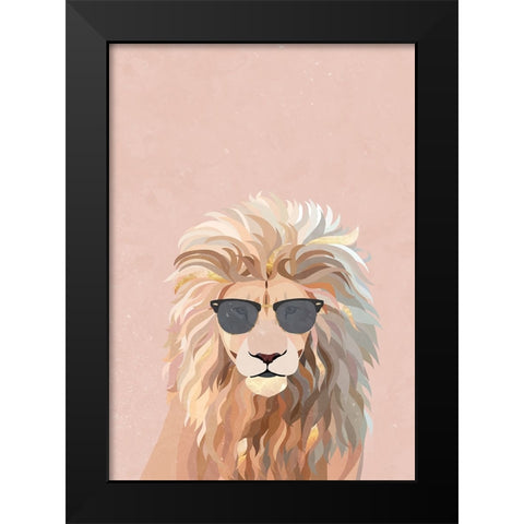 Cool Lion Black Modern Wood Framed Art Print by Manovski, Sarah