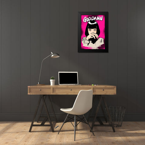 Goddamn! Black Modern Wood Framed Art Print by Harstedt, Tomas