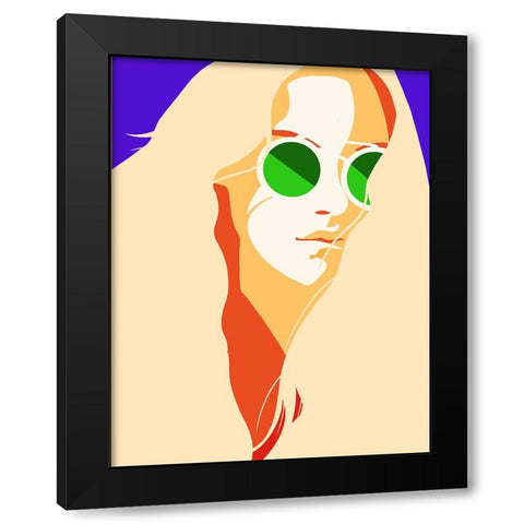 Hippie Girl Black Modern Wood Framed Art Print with Double Matting by Harstedt, Tomas