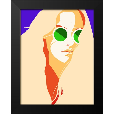 Hippie Girl Black Modern Wood Framed Art Print by Harstedt, Tomas