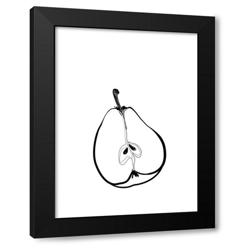 Line art half pear Black Modern Wood Framed Art Print by Laiz Blursbyai, Rosana
