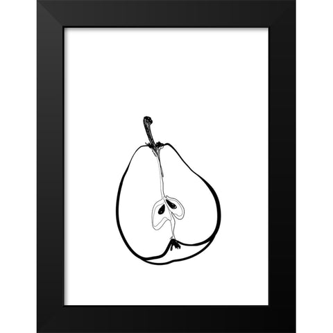 Line art half pear Black Modern Wood Framed Art Print by Laiz Blursbyai, Rosana