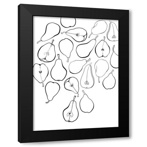 Line art pears Black Modern Wood Framed Art Print with Double Matting by Laiz Blursbyai, Rosana