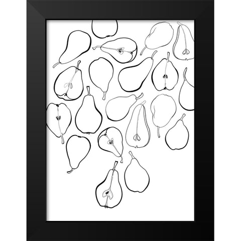 Line art pears Black Modern Wood Framed Art Print by Laiz Blursbyai, Rosana