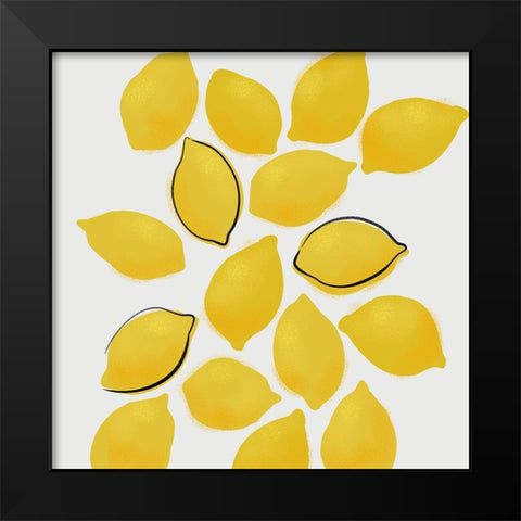 Lemons Black Modern Wood Framed Art Print by Laiz Blursbyai, Rosana