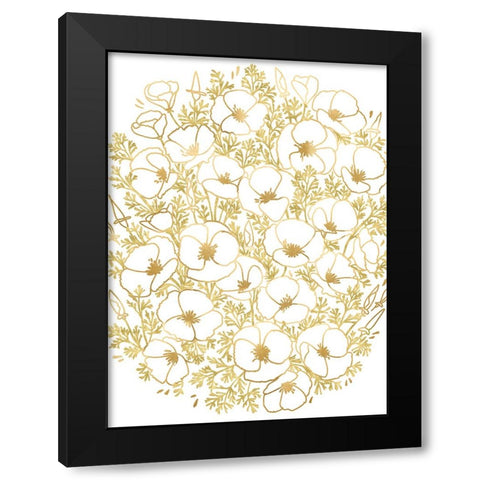 Gold California poppies Black Modern Wood Framed Art Print by Laiz Blursbyai, Rosana