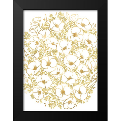 Gold California poppies Black Modern Wood Framed Art Print by Laiz Blursbyai, Rosana