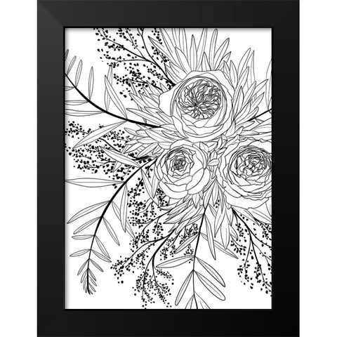 Haruyo bouquet Black Modern Wood Framed Art Print by Laiz Blursbyai, Rosana