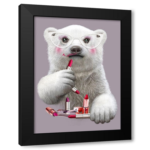 Lipstick Paula Black Modern Wood Framed Art Print with Double Matting by Lawless, Adam