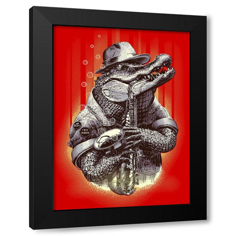 Croc Rocks Black Modern Wood Framed Art Print with Double Matting by Lawless, Adam