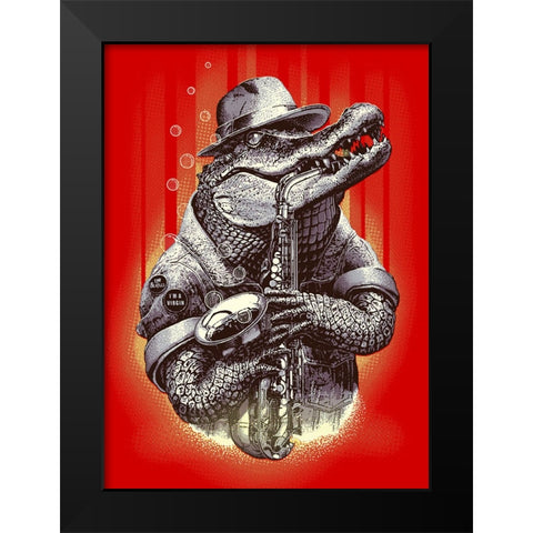 Croc Rocks Black Modern Wood Framed Art Print by Lawless, Adam