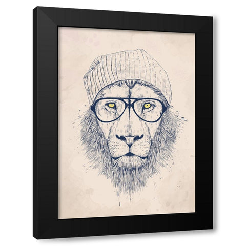 Cool lion Black Modern Wood Framed Art Print with Double Matting by Solti, Balazs