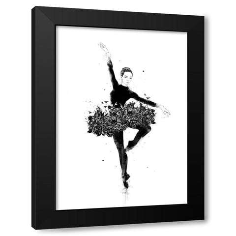 Floral dance Black Modern Wood Framed Art Print by Solti, Balazs