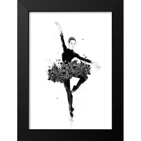 Floral dance Black Modern Wood Framed Art Print by Solti, Balazs