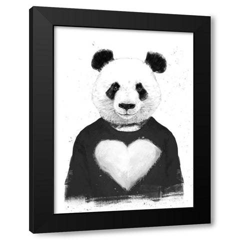 Lovely Panda Black Modern Wood Framed Art Print by Solti, Balazs