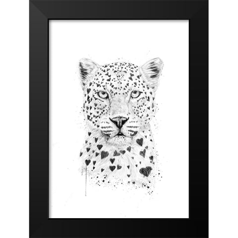 Lovely leopard Black Modern Wood Framed Art Print by Solti, Balazs