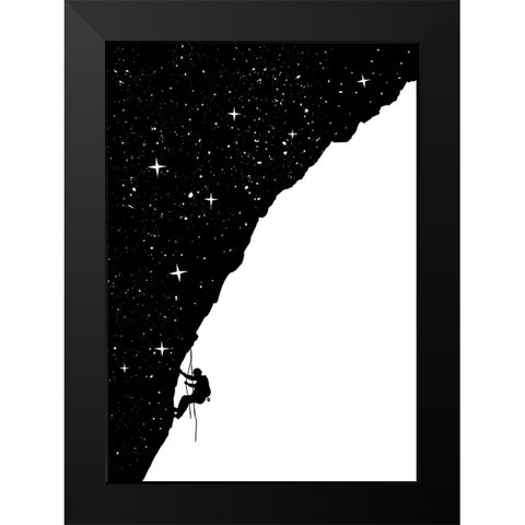 Night climbing (bw) Black Modern Wood Framed Art Print by Solti, Balazs