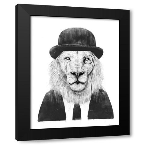 Sir Lion Black Modern Wood Framed Art Print with Double Matting by Solti, Balazs