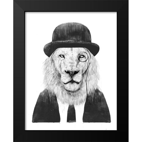 Sir Lion Black Modern Wood Framed Art Print by Solti, Balazs