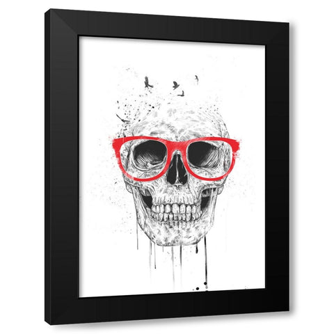 Skull with red glasses Black Modern Wood Framed Art Print with Double Matting by Solti, Balazs