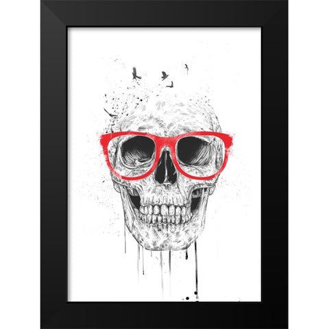 Skull with red glasses Black Modern Wood Framed Art Print by Solti, Balazs