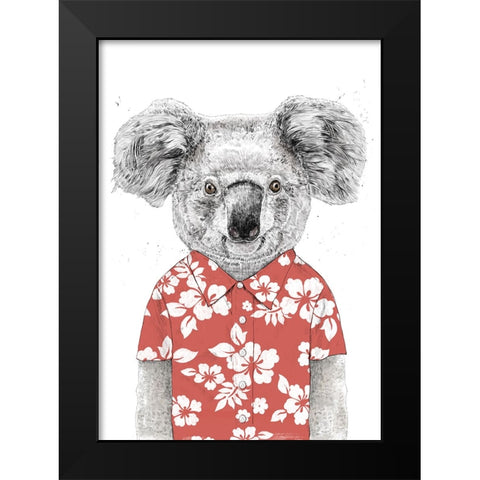 Summer koala (red) Black Modern Wood Framed Art Print by Solti, Balazs