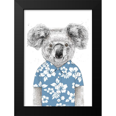 Summer Koala (blue) Black Modern Wood Framed Art Print by Solti, Balazs