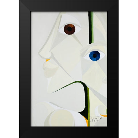 White Orchid Black Modern Wood Framed Art Print by Florea, Simona