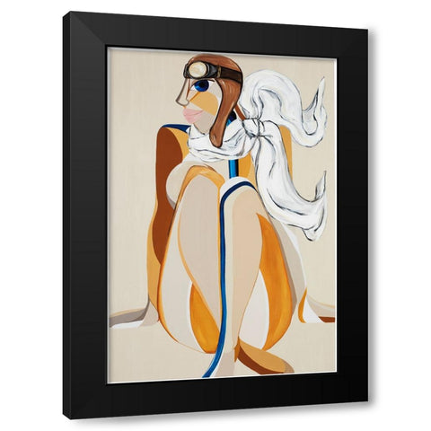 Amelia Earhart Black Modern Wood Framed Art Print with Double Matting by Florea, Simona