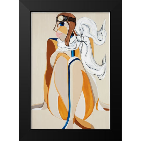 Amelia Earhart Black Modern Wood Framed Art Print by Florea, Simona