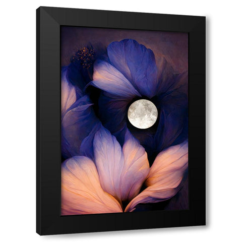 The Moon Flowers Black Modern Wood Framed Art Print by Treechild
