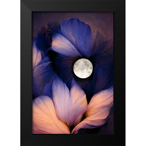 The Moon Flowers Black Modern Wood Framed Art Print by Treechild