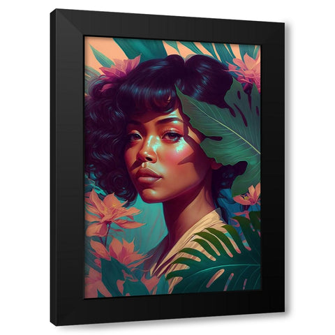 Hawaiian Beauty Black Modern Wood Framed Art Print with Double Matting by Treechild