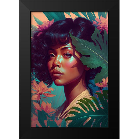 Hawaiian Beauty Black Modern Wood Framed Art Print by Treechild