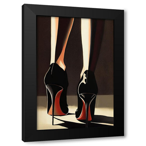 Heels Black Modern Wood Framed Art Print with Double Matting by Treechild