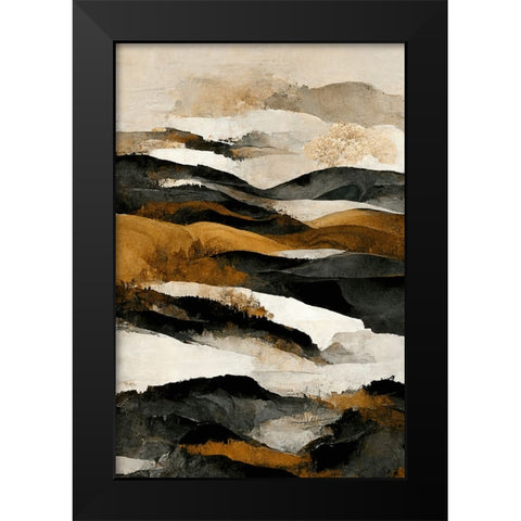 Ochre And Beige Mountains Black Modern Wood Framed Art Print by Treechild